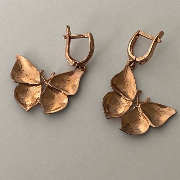 Butterfly 925 silver earrings rose gold plated - Picture 5 of 5